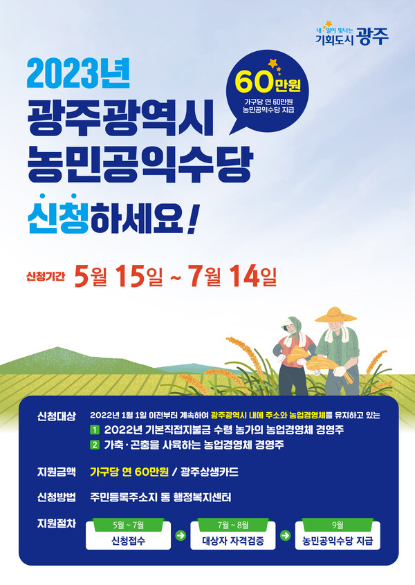 농2023년 민공익수당 홍보물 / 광주광역시 제공